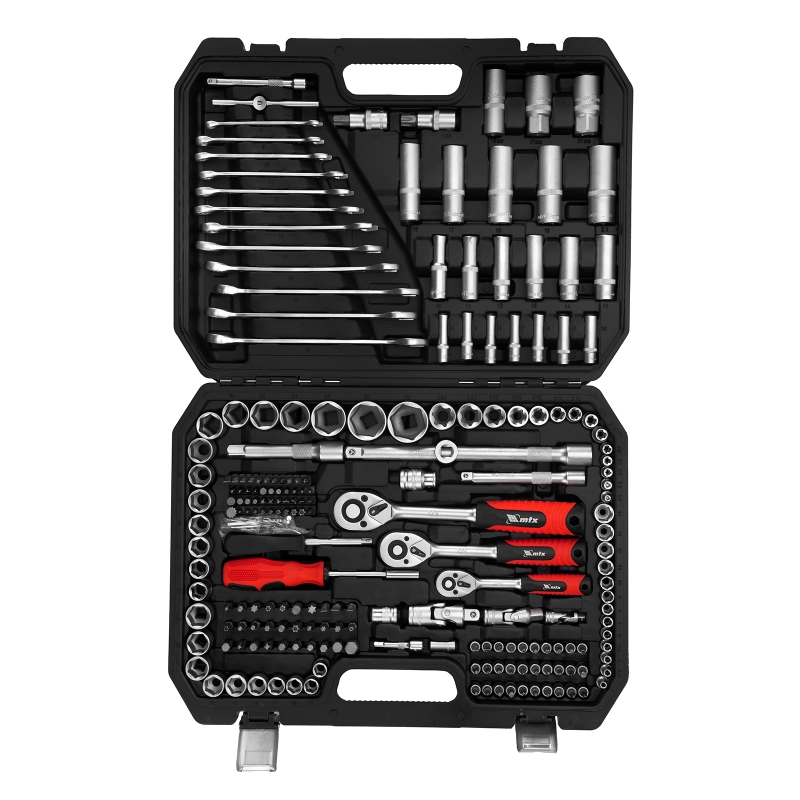 Набор инструментов, 1/2", 3/8", 1/4", пластиковый кейс 215 предметов MTX (13589)