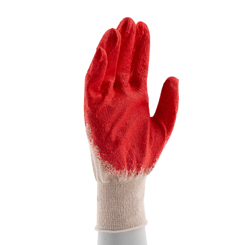 Перчатки трикотажные, хлопчатобумажные, с одинарным покрытием из латекса, 13 класс вязки (403001)