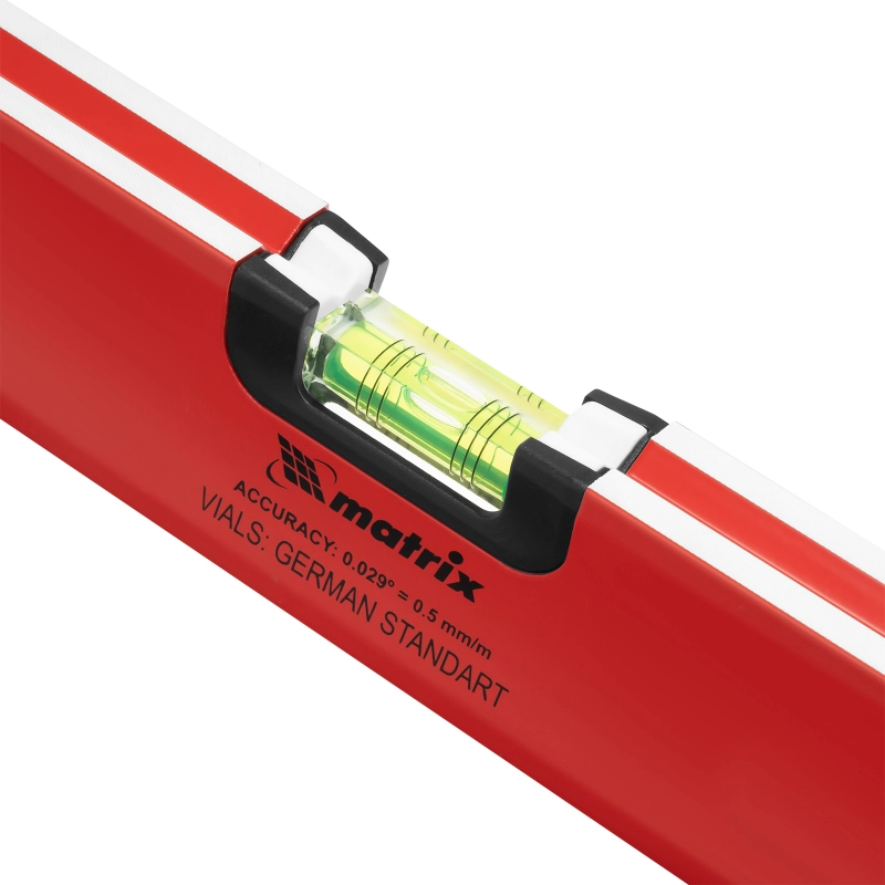 Уровень алюминиевый, 1000 мм, 3 глазка, ударопрочные заглушки, двухкомпонентные ручки Matrix ProFI (34308)