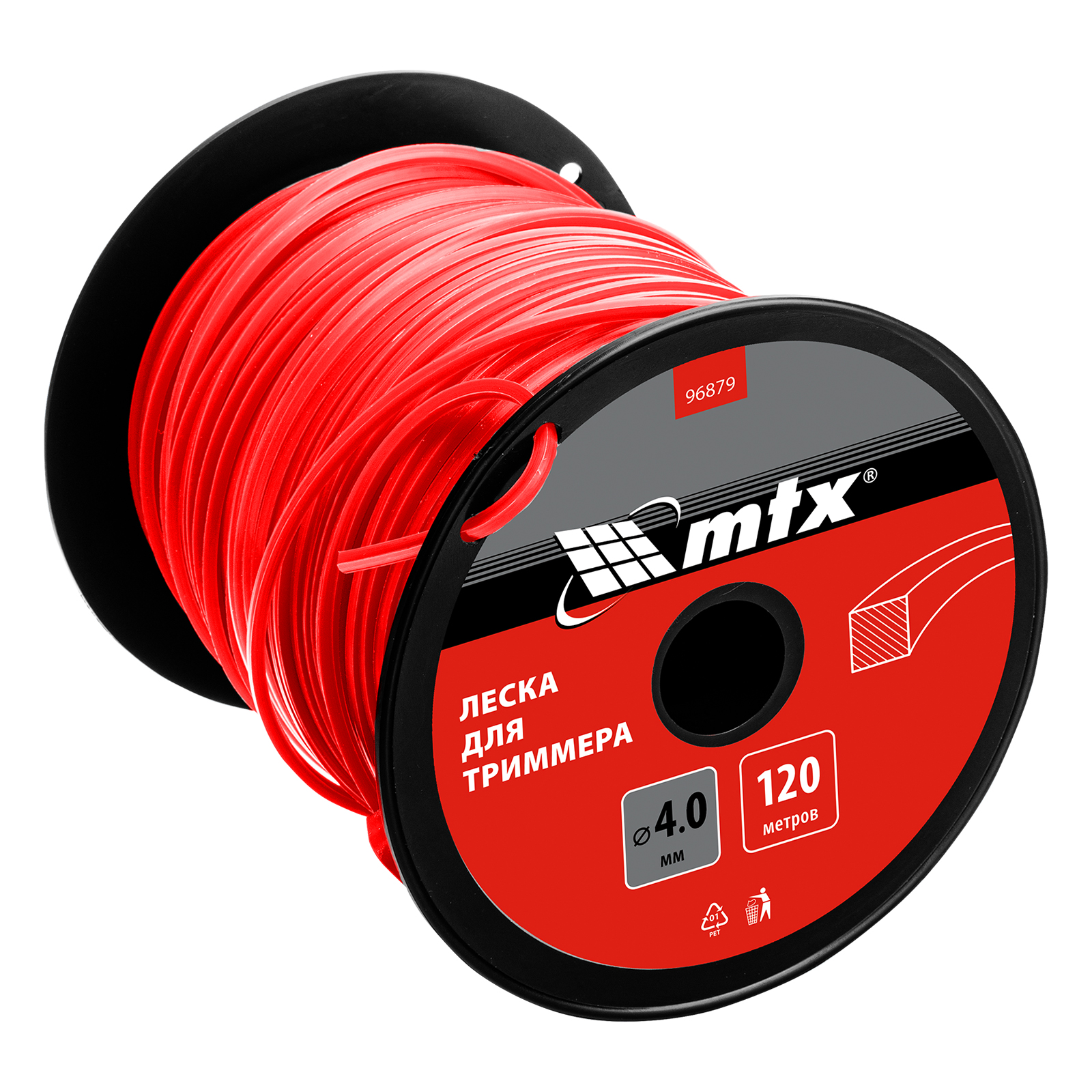 Леска для триммера квадрат 4,0 мм х 120 м, на катушке MTX (96879)