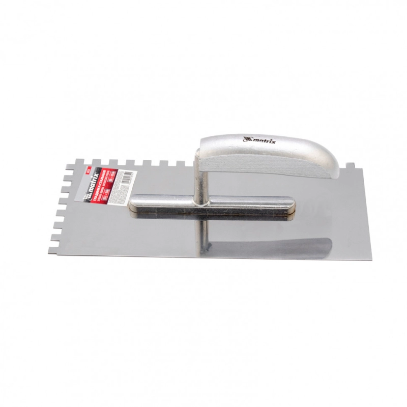 Гладилка из нержавеющей стали, 280 x 130 мм, деревянная ручка, зуб 8 x 8 мм Matrix (86739)