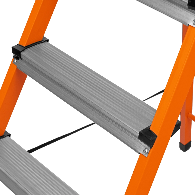 Стремянка, 5 ступеней, стальной профиль, ступени сталь, оранжевая, Сибртех (97965)