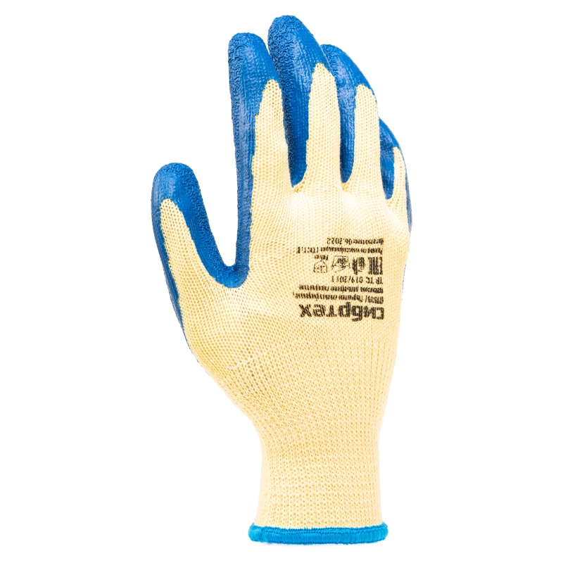 Перчатки трикотажные, полиэфирные, латексное рельефное покрытие, размер 8 Сибртех (677515)