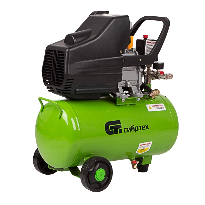 Компрессор воздушный КК-1500/24, 1.5 кВт, 198 л/мин, 24 л, прямой привод, масляный Сибртех (58037)