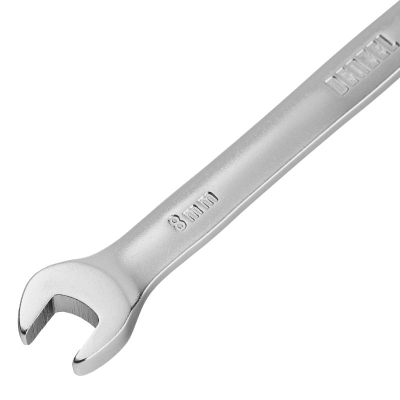 Ключ комбинированный трещоточный, 8 мм, CrV, матовый хром Denzel (14702)