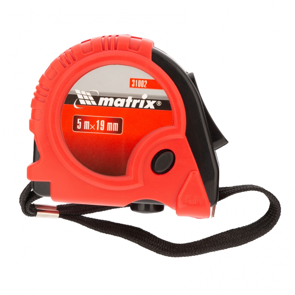 Рулетка Rubber,5 м х 19 мм,обрезиненный корпус Matrix (31002)