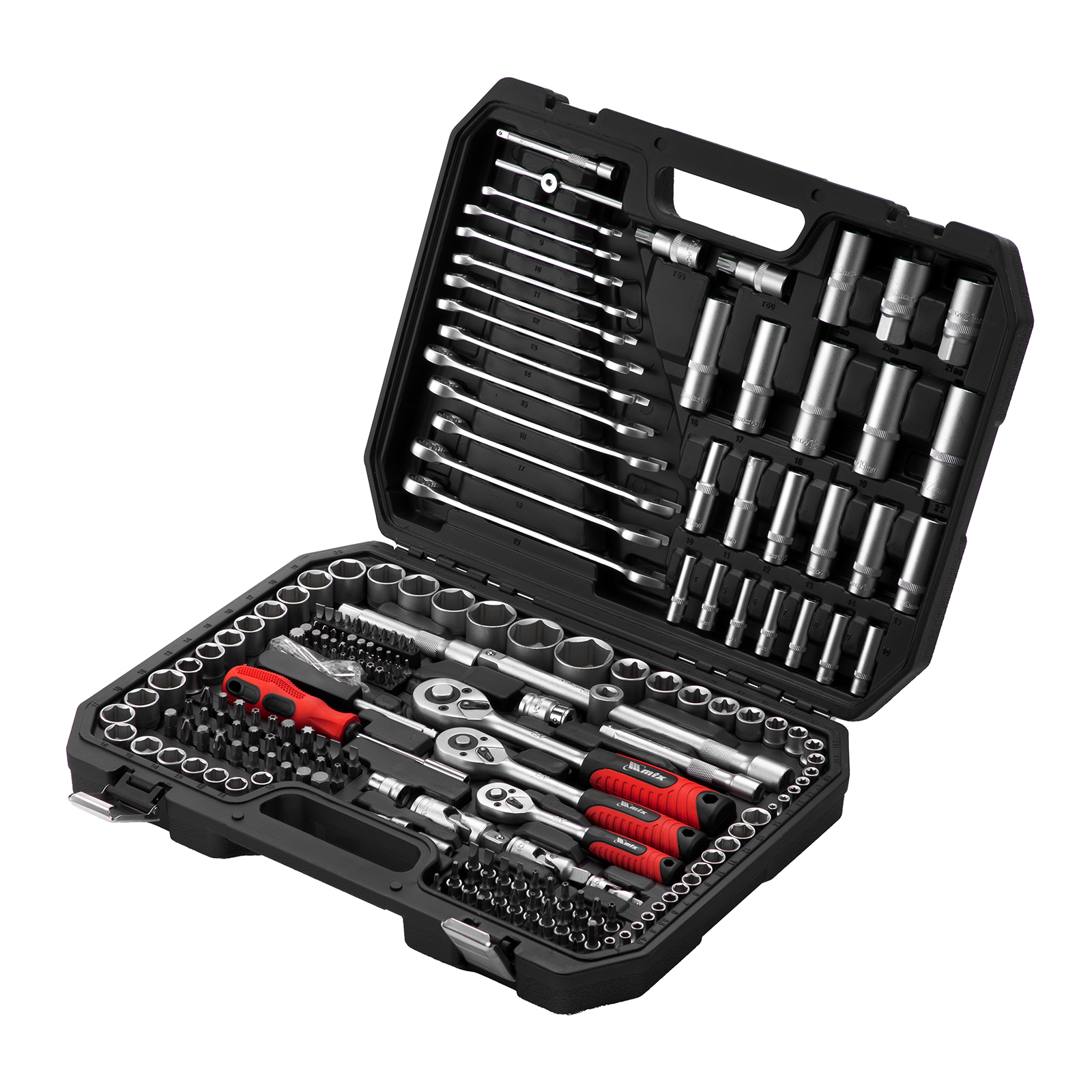Набор инструментов, 1/2", 3/8", 1/4", пластиковый кейс 215 предметов MTX (13589)