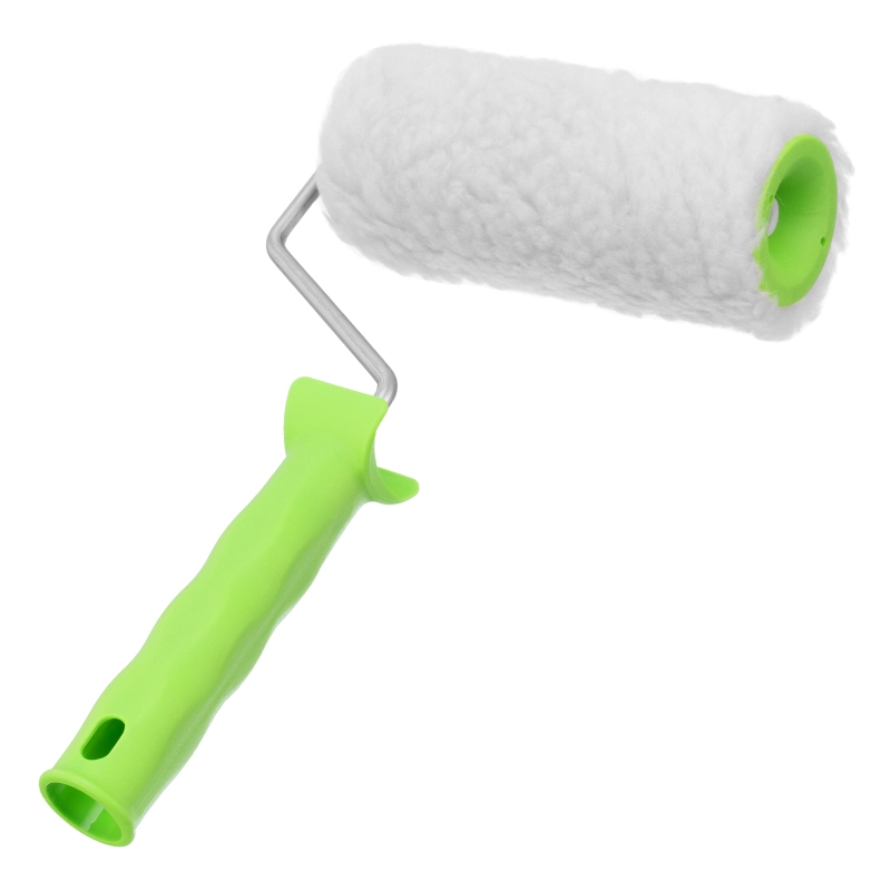 Валик с натуральным мехом, с ручкой, 150 мм, ворс 12 мм, D 48 мм, D ручки 6 мм, Сибртех (80122)