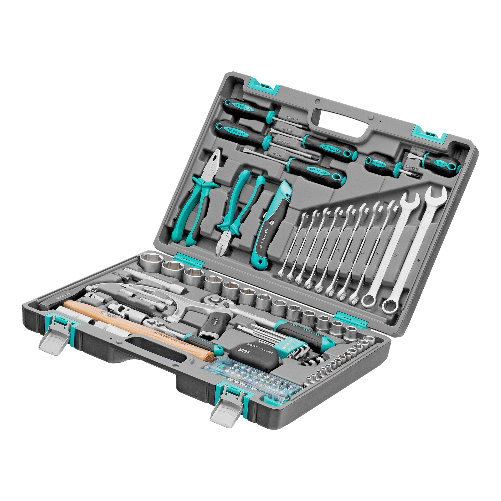 Набор инструментов, 1/2", 1/4", CrV, пластиковый кейс 98 предметов Stels (14111)