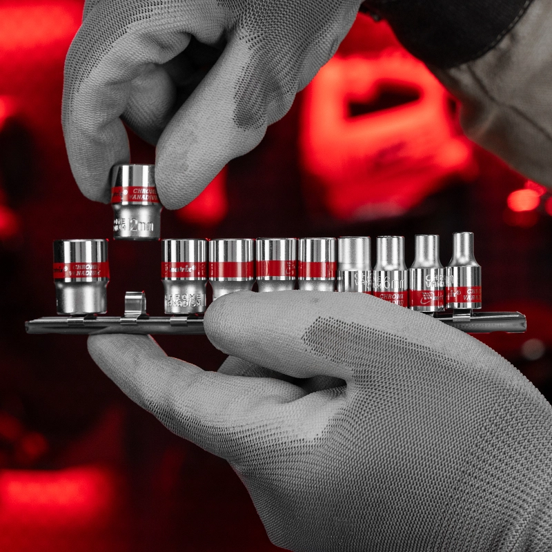 Набор торцевых головок 1/4", 6 гранные, CrV, 4-13мм, 10 штук Matrix (13559)