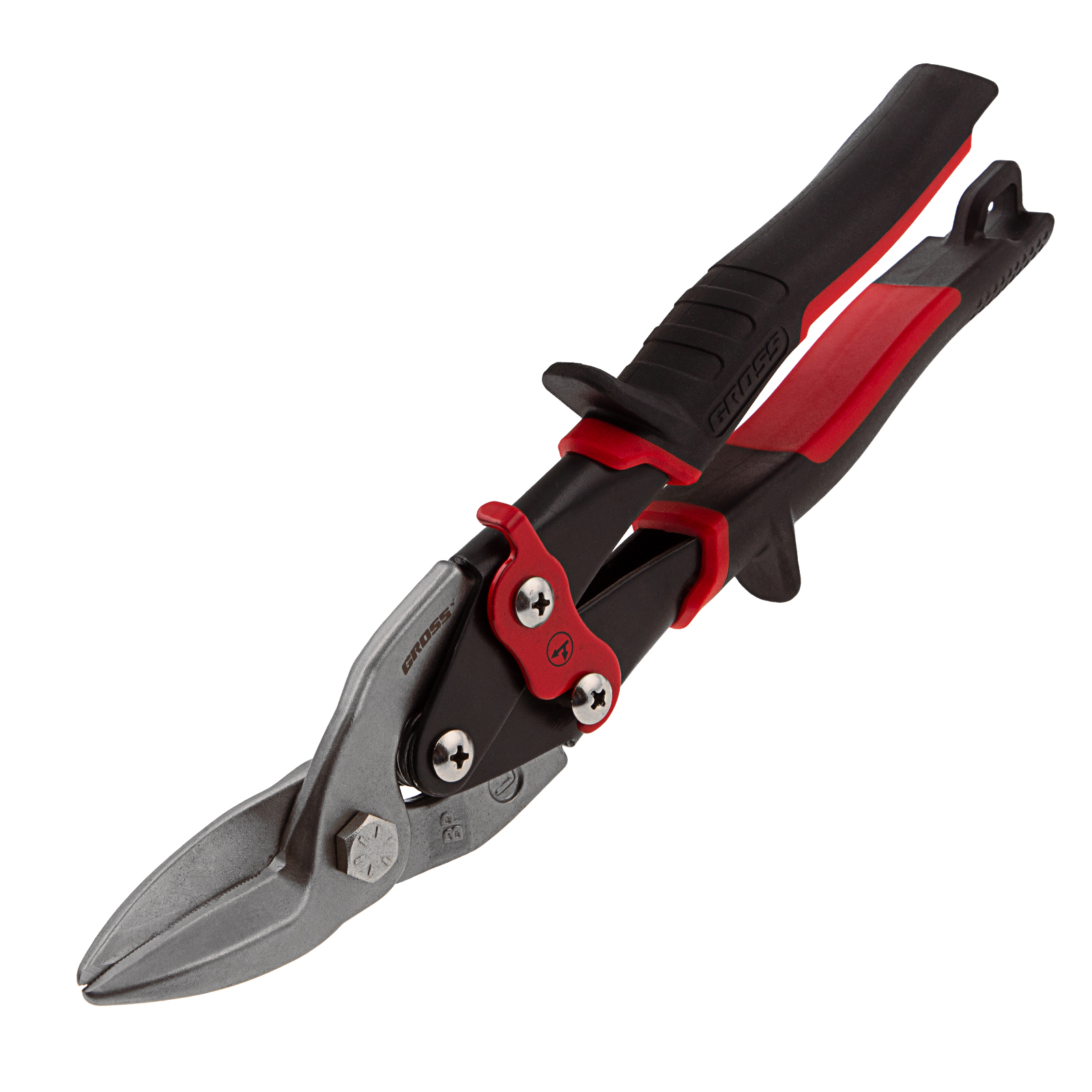 Ножницы по металлу "Piranha", 250 мм, прямой и левый рез, сталь СrMo, двухкомпонентные рукоятки Gross (78321)