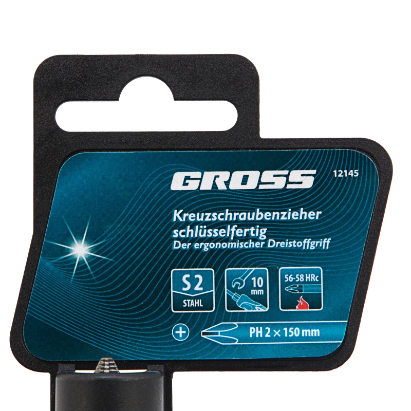Отвертка PH2 x 150 мм, S2, трехкомпонентная ручка Gross (12145)