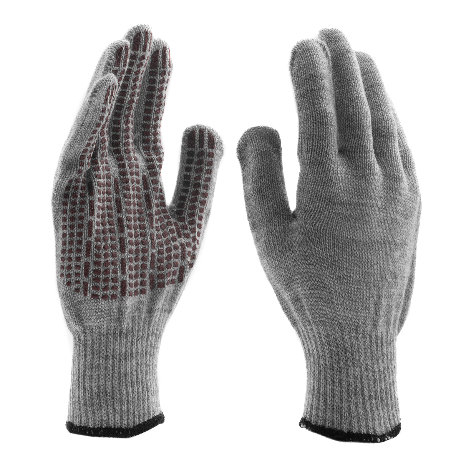 Перчатки трикотажные, акрил, ПВХ гель, "Протектор", серое мулине, оверлок Сибртех (68664)