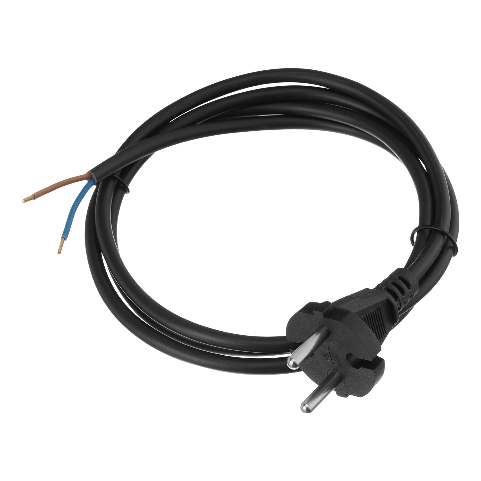 Шнур сетевой Energy Series, ПВС, 1,5 м, 2 x 1 мм, с неразборной вилкой, черный, Denzel (37661)