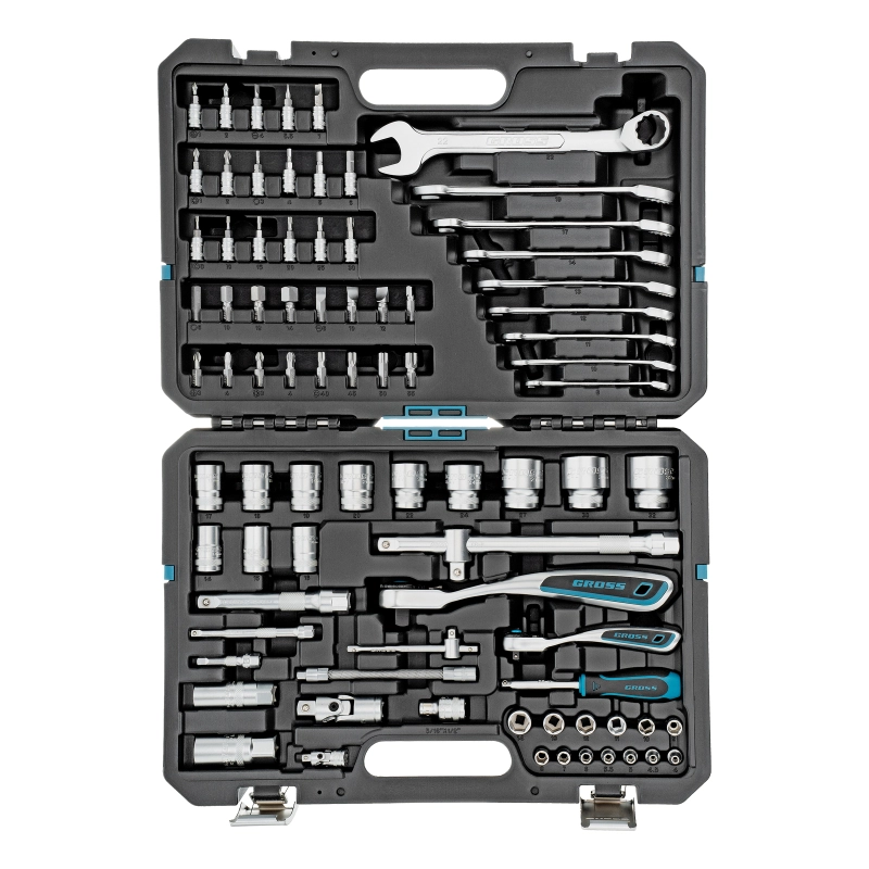 Набор инструментов, 1/4", 1/2", CrV, 120 зубьев, 82 предмета Gross (14149)