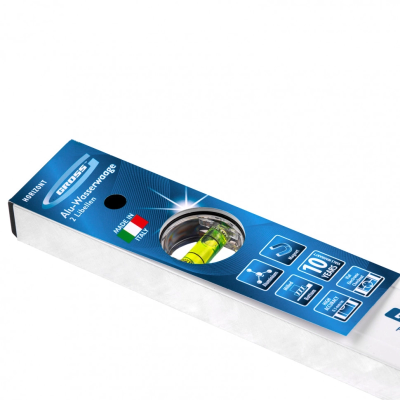 Уровень алюминиевый, 400 мм, фрезерованный, 2 глазка, магнитный Gross (33670)