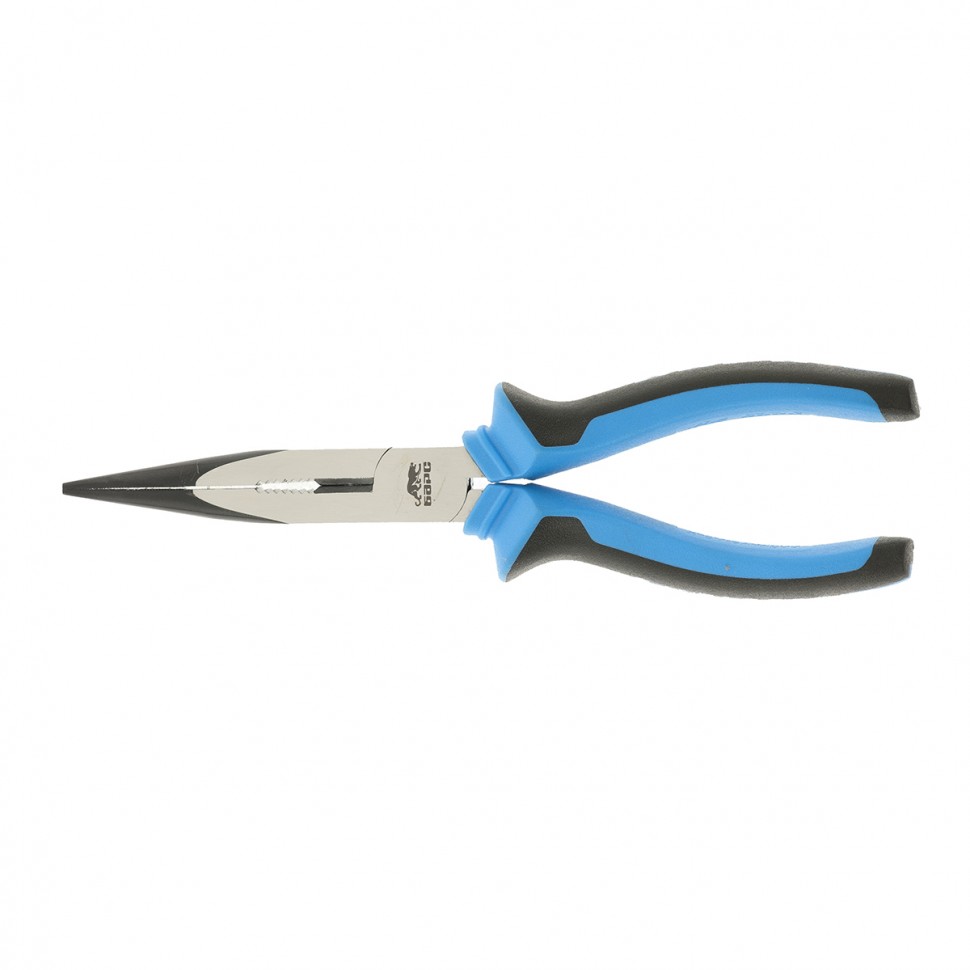 Длинногубцы прямые 200 мм, хром-ванадий, двухкомпонентные рукоятки Барс (17196)