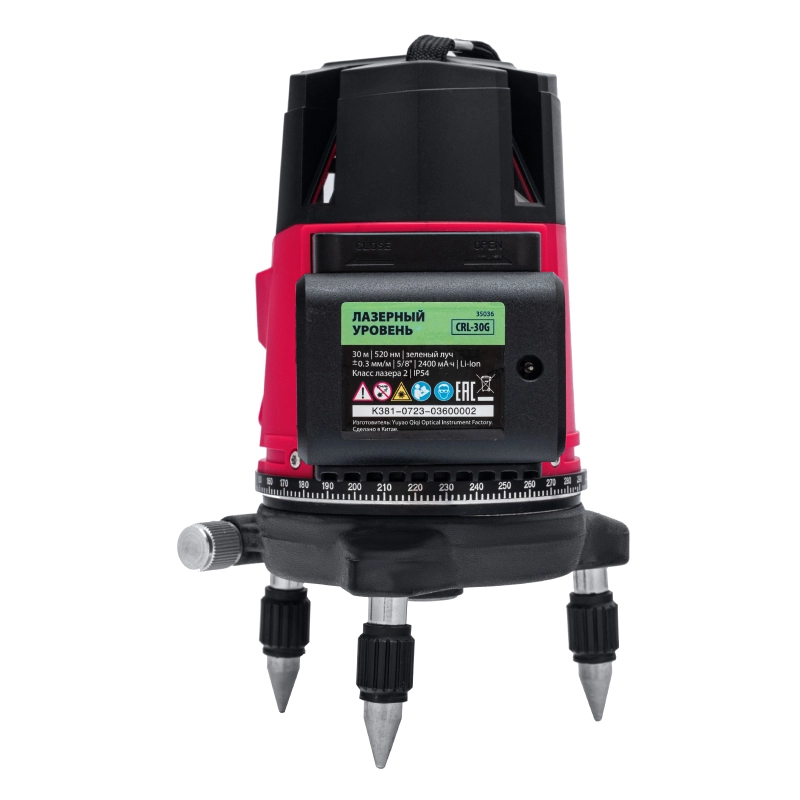 Лазерный уровень CRL-30G, 30 м, зеленый луч, акк. Li 2400 mah, резьба 5/8" MTX (35036)