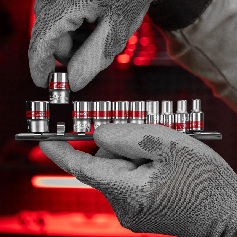 Набор торцевых головок, 1/4", 12 гранные, CrV, 4-13мм, 10 штук Matrix (13594)