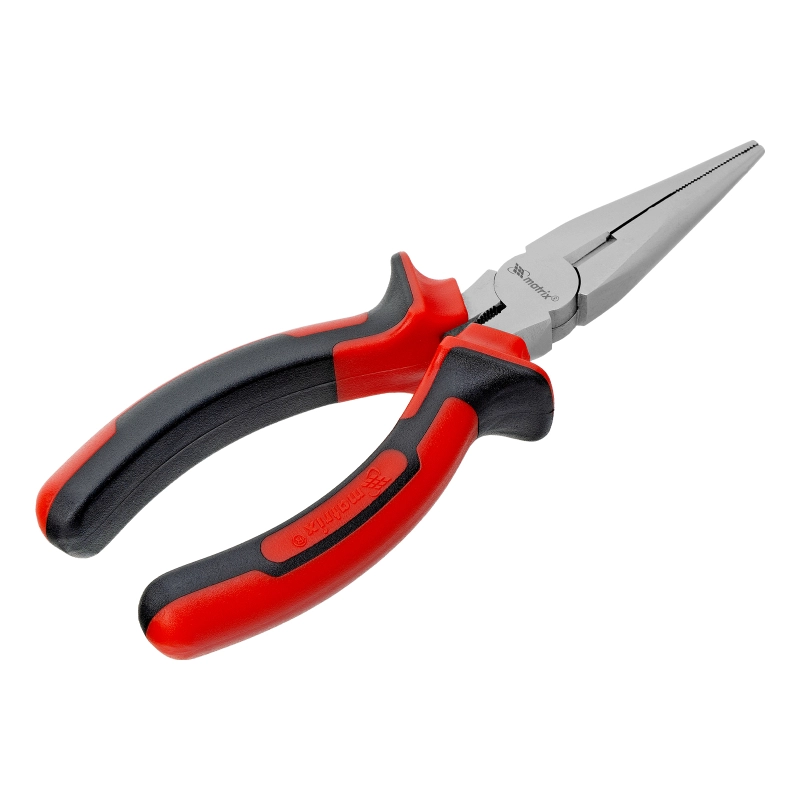 Длинногубцы прямые Nickel, 160 мм, никелированные, двухкомпонентные рукоятки Matrix (17164)