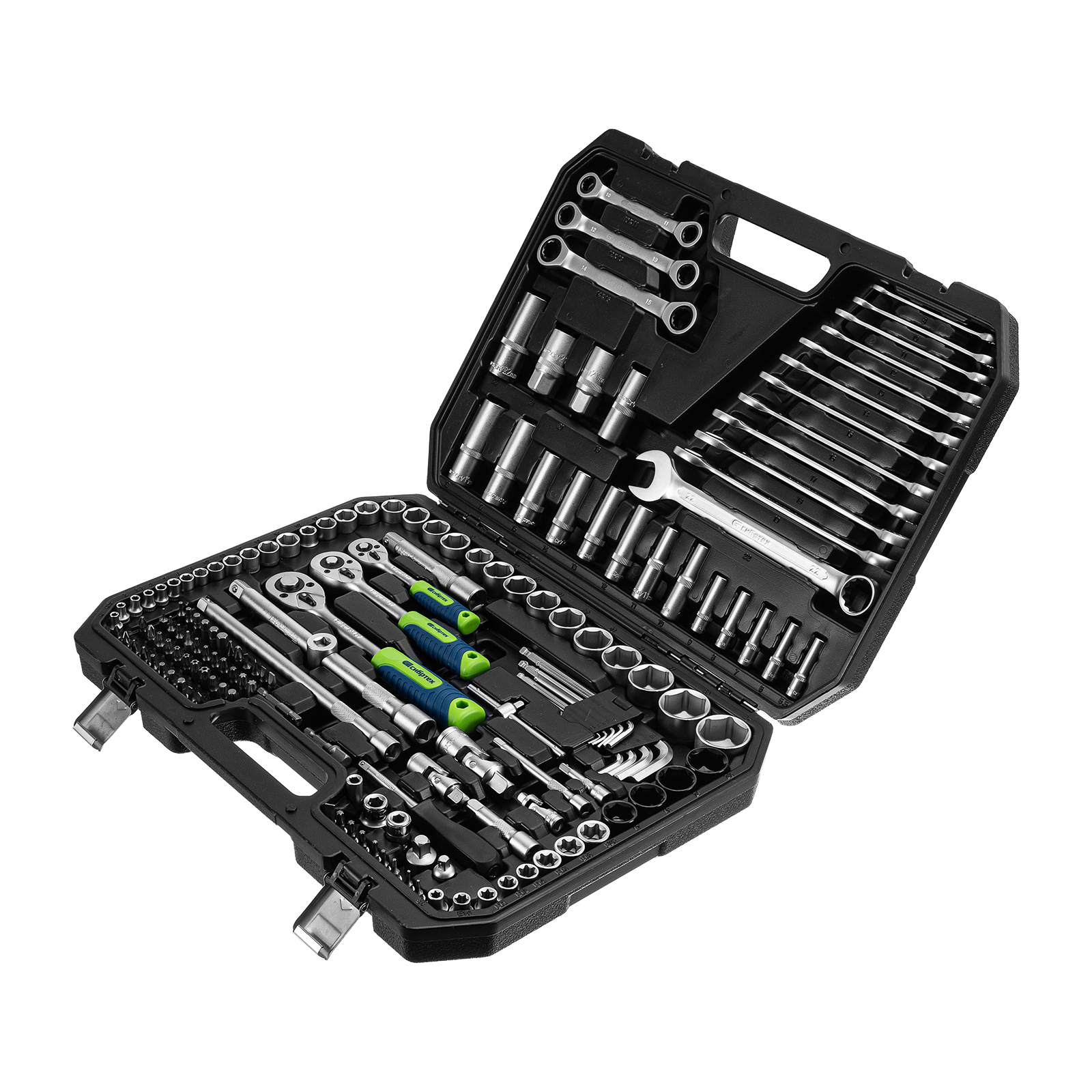 Набор инструментов, 1/2", 3/8", 1/4", пластиковый кейс 160 предм. Сибртех (14172)