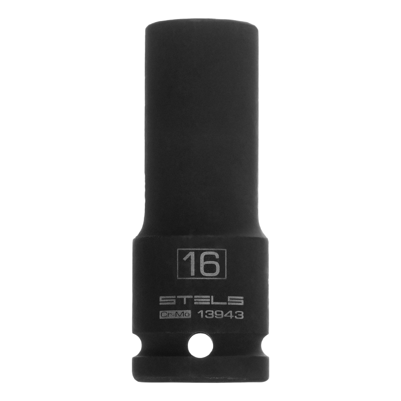 Головка ударная удлиненная шестигранная, 16 мм, 1/2, CrMo Stels (13943)