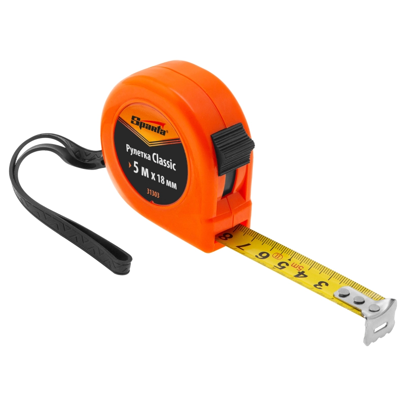 Рулетка Classic,5 м х 18 мм,пластиковый корпус Sparta (31303)