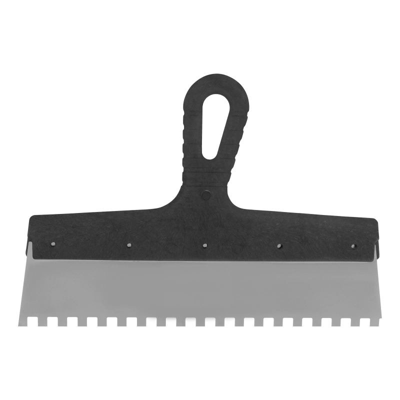 Шпатель из нержавеющей стали, 300 мм, зуб 8 х 8 мм, пластмассовая ручка Сибртех (85476)