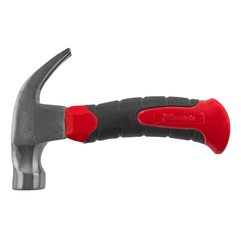 Молоток-гвоздодер мини, боек с магнитом, фибергласовая двухкомпонентная рукоятка, 250 г Matrix (10443)