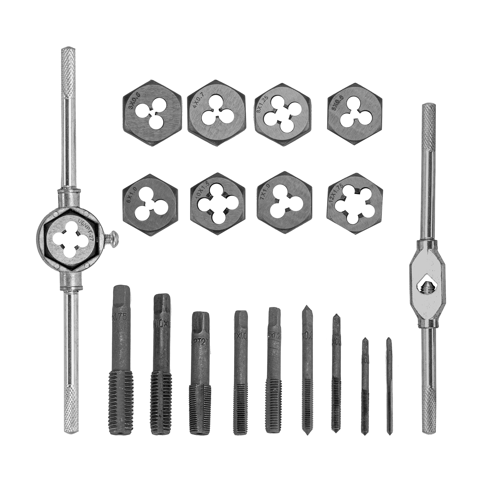 Набор метчиков и плашек М3-М12, плашко-метчикодержатель, 20 предметов, пластиковый бокс Sparta (773105)