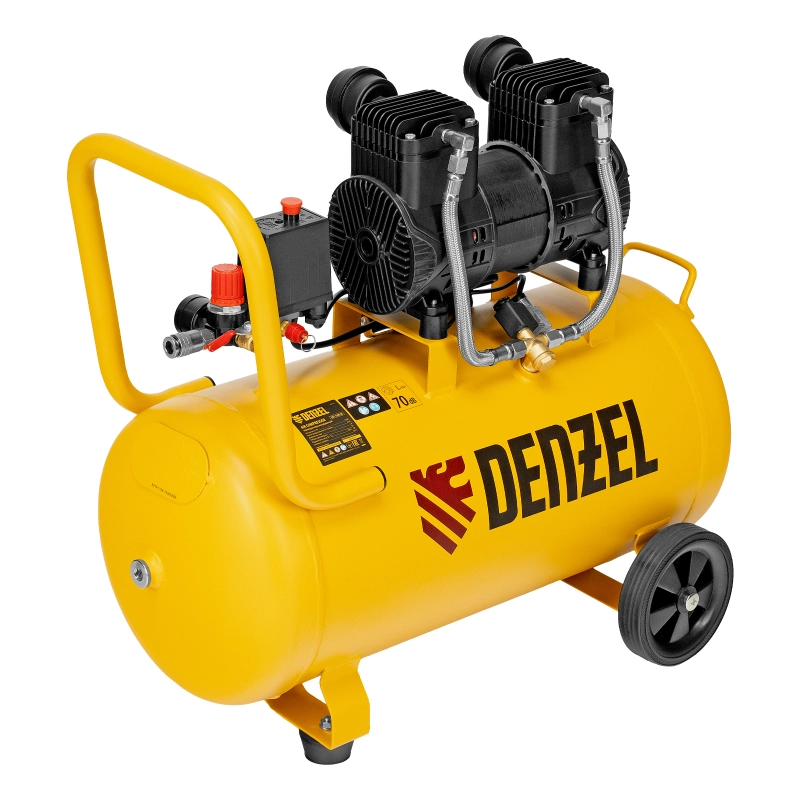 Компрессор безмасл. малошумный DLP-1500/50, 1,5 кВт,50 л, 2850 об/мин, 250 л/мин Denzel (58143)