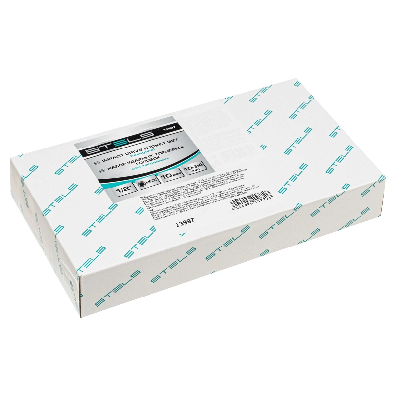 Набор шестигранных ударных торцевых головок, 1/2, 10-24 мм, 10 шт, Stels (13997)