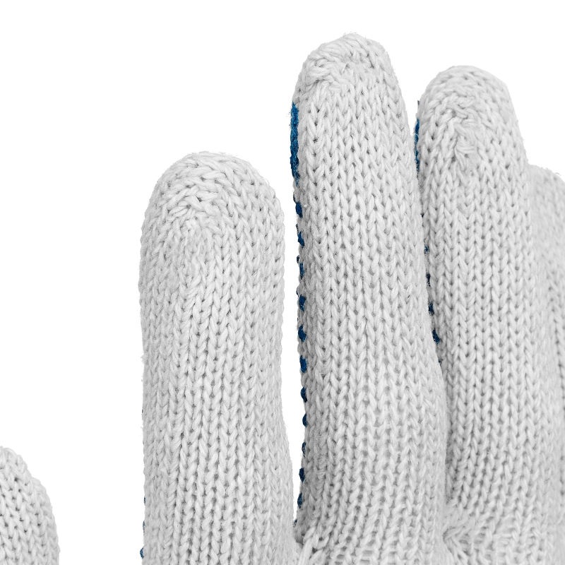 Перчатки трикотажные усиленные, с ПВХ точкой, 7 класс вязки (677725)