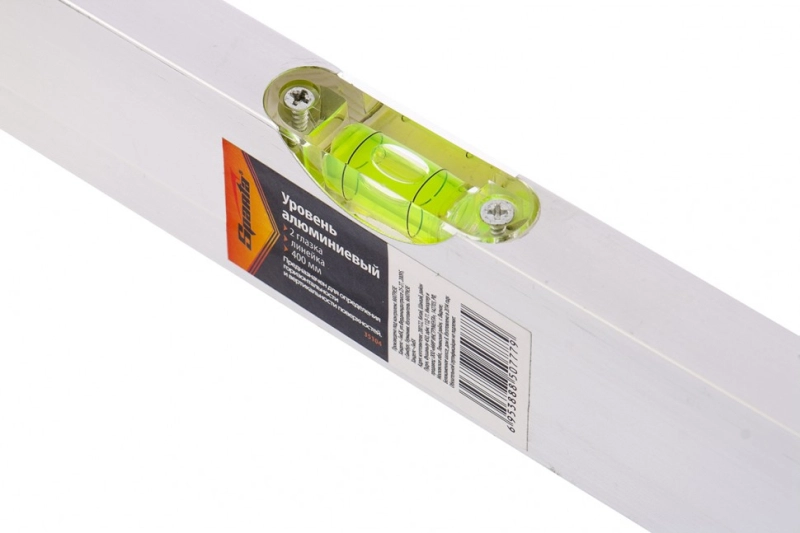 Уровень алюминиевый, 400 мм, 2 глазка, линейка Sparta (35104)