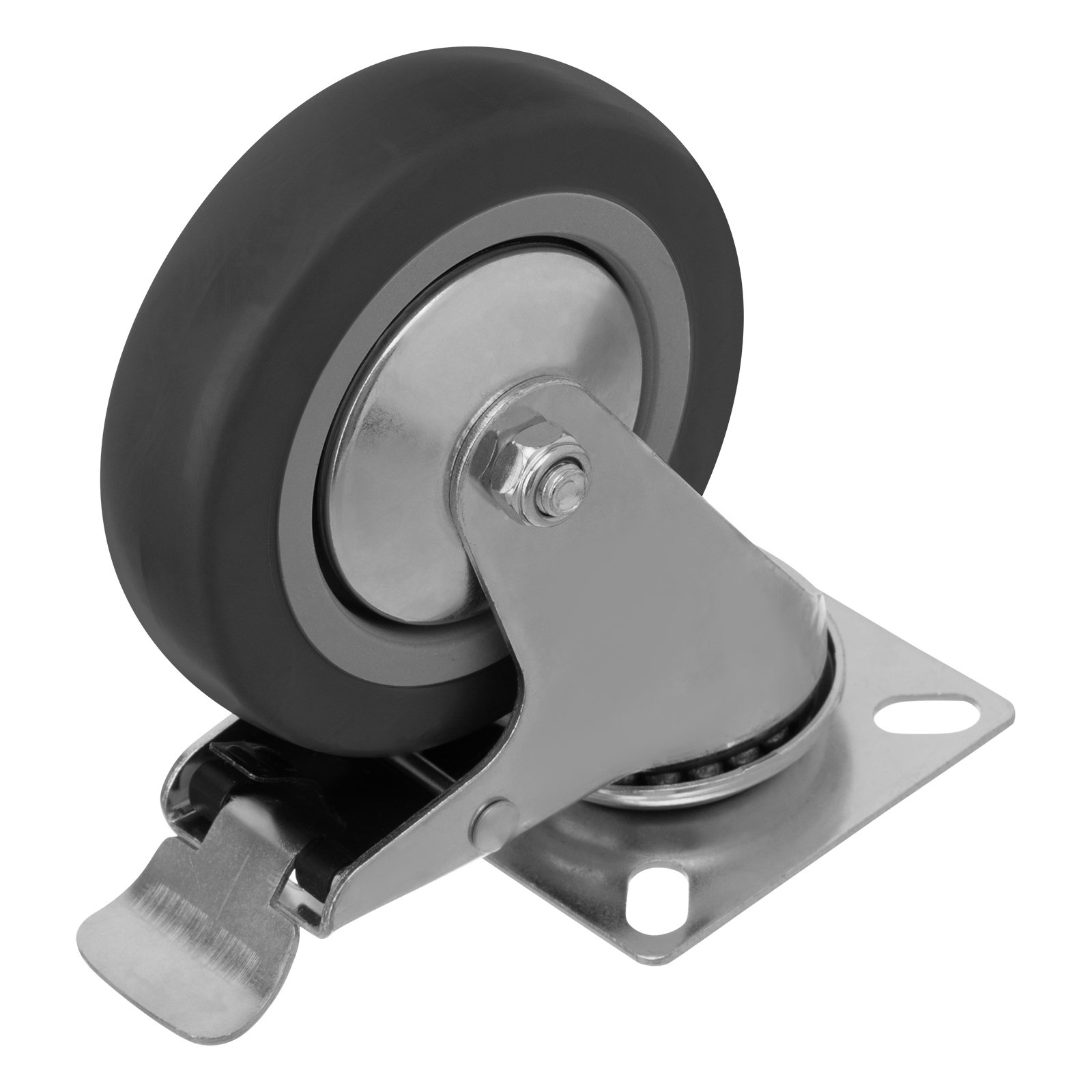 Колесо поворотное с тормозом D 100 мм, крепление  платформенное Сибртех (68721)