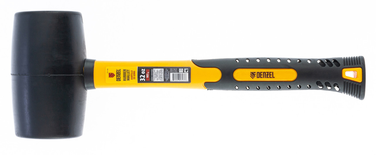 Киянка резиновая, 32 oz, черная резина, фибергласовая рукоятка Denzel (7711194)