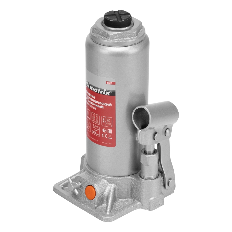 Домкрат гидравлический бутылочный, 6 т, h подъема 216-413 мм, в пластиковом кейсе Matrix (50777)