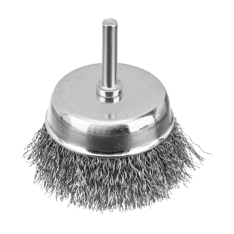 Набор щеток для дрели, 2 Плоские 50-75мм, 3 Чашки 25-50-75мм, шпилька,  нерж.вит. проволока Denzel (74493)