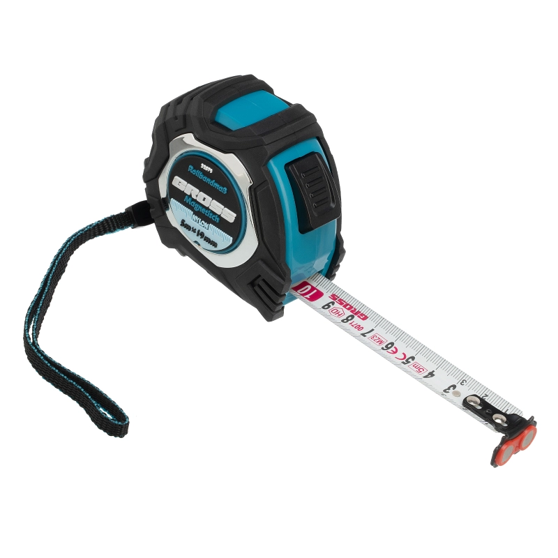 Рулетка Magnetisch 5 м х 19 мм,обрезиненный корпус,автоматическая фиксация,Нейлоновое покрытиеытие,зацеп с магнитом Gross (32571)