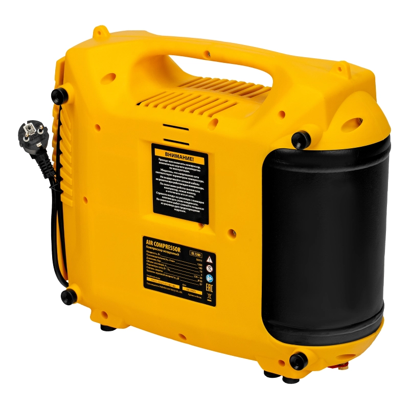 Компрессор воздушный DL1300, 10 бар, 1,3 кВт 180 л/мин 5 л, с набором аксессуаров Denzel (58011)