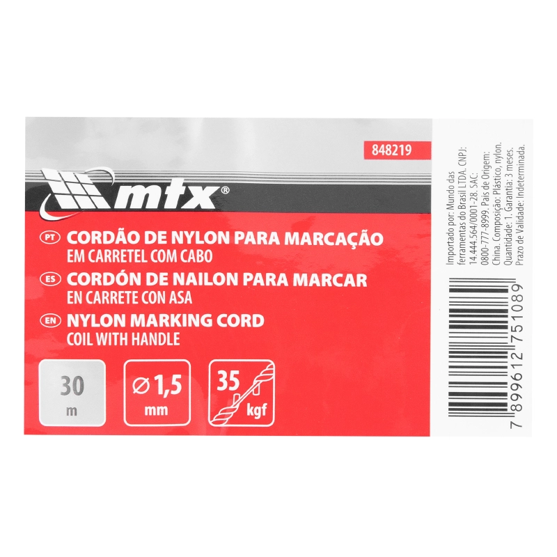 Шнур Нейлоновый разметочный на катушке c ручкой D 1.5 мм, 30 м Matrix (84821)