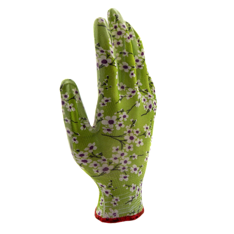 Перчатки садовые из полиэстера с нитрильным обливом, MIX цветов, M Palisad (67864)