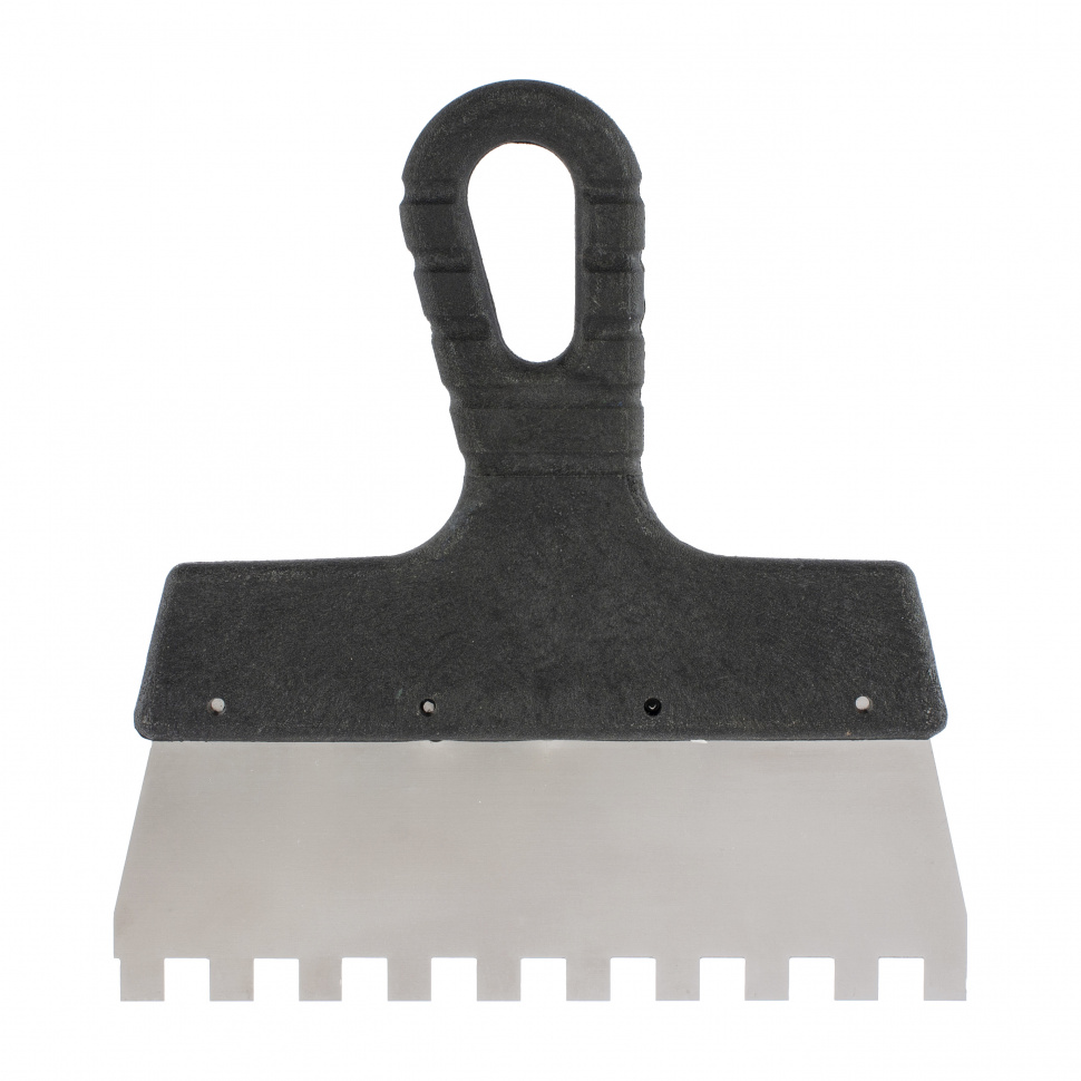 Шпатель из нержавеющей стали, 150 мм, зуб 10 х 10 мм, пластмассовая ручка Sparta (85147)