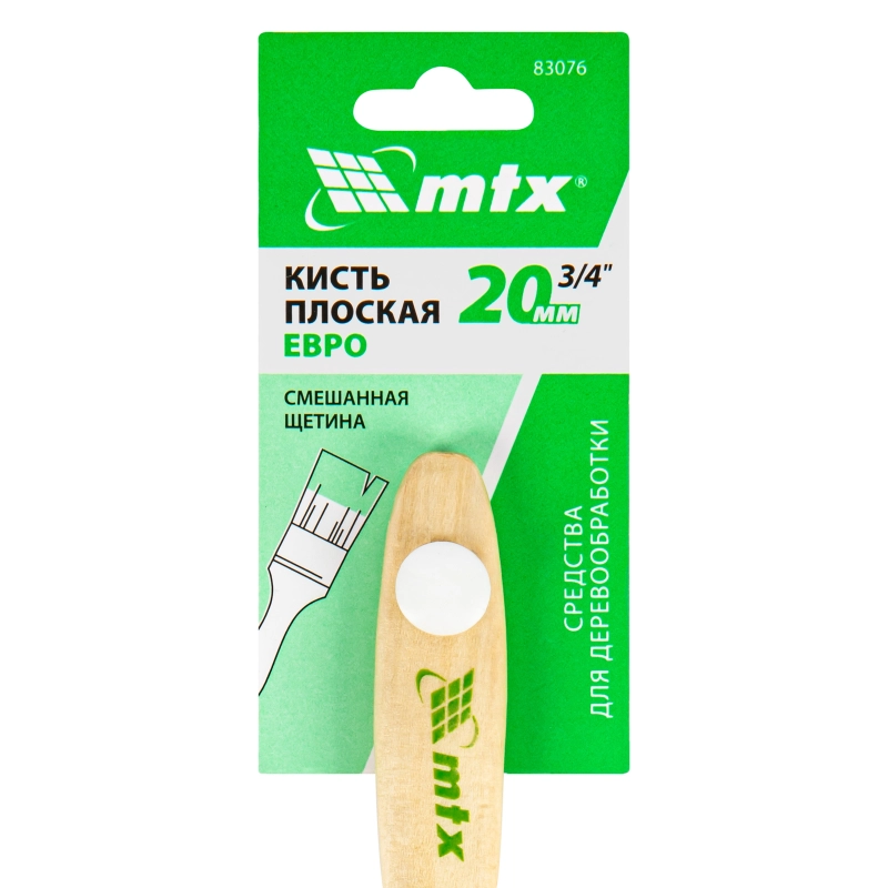 Кисть плоская "Евро" 3/4", смешанная щетина, деревянная ручка MTX (83076)