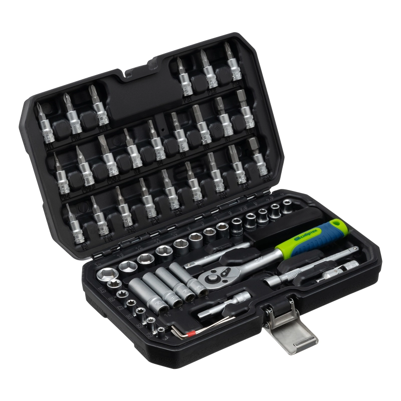 Набор инструментов, 1/4", пластиковый кейс 56 предметов Сибртех (13399)