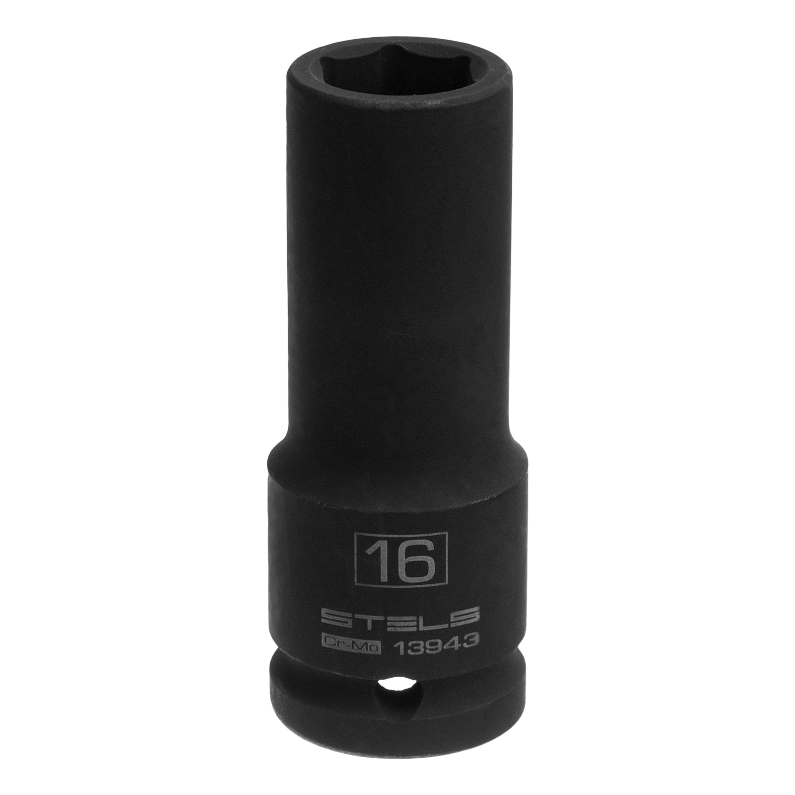 Головка ударная удлиненная шестигранная, 16 мм, 1/2, CrMo Stels (13943)