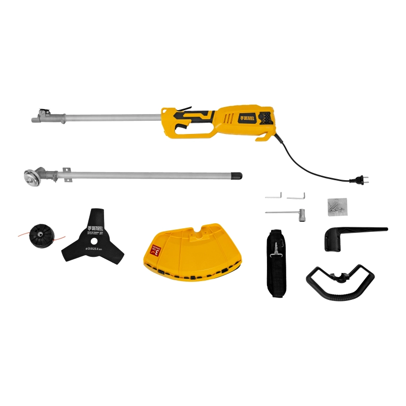 Триммер электрический TE-1220, 1200 Вт, 380 мм, катушка, диск, разборная штанга Denzel (96642)