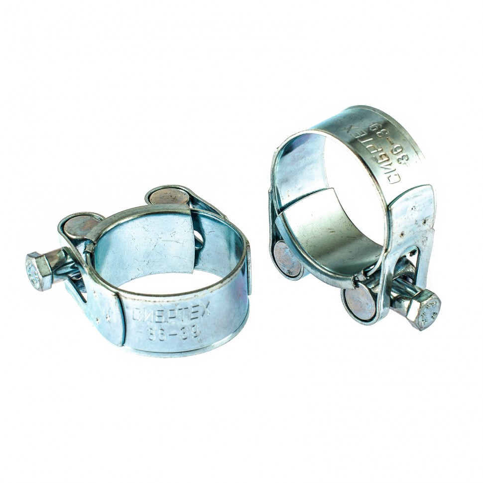 Хомуты металлические, силовые 36-39 мм, ширина 20 мм, шарнирный, W1, 2 шт Сибртех (47523)