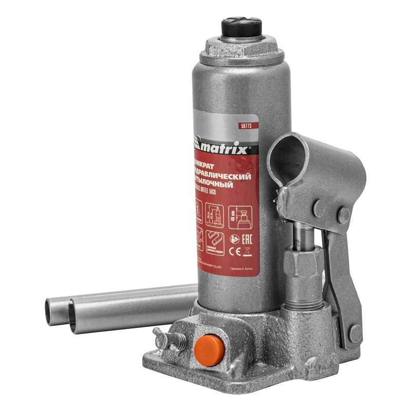 Домкрат гидравлический бутылочный, 2 т, h подъема 181-345 мм, в пластиковом кейсе Matrix (50773)