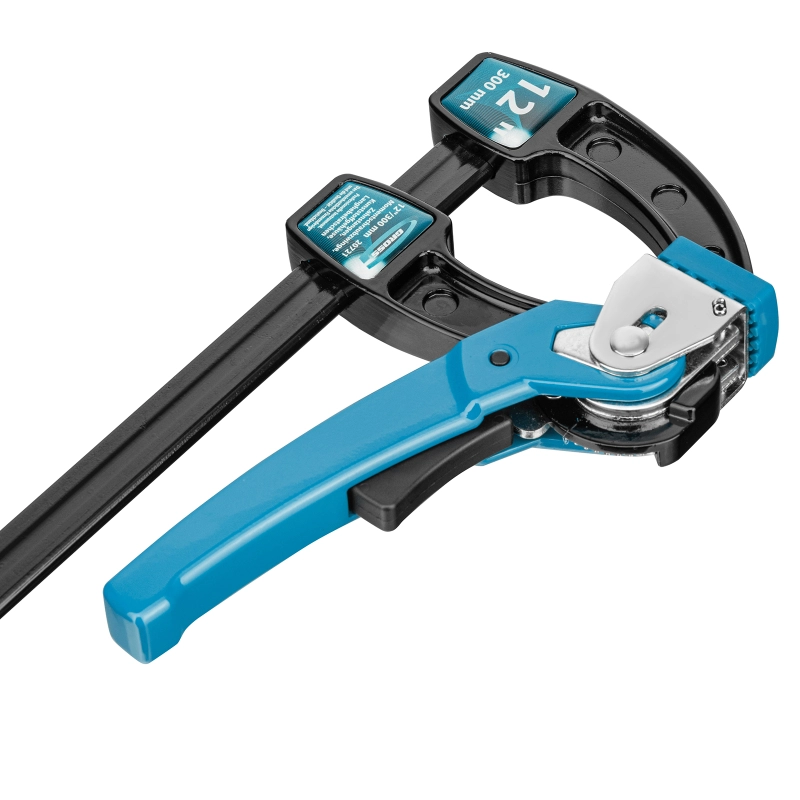 Струбцина реечная быстрозажимная 12, металлический корпус, рычажный храповой механизм, 300 мм Gross (20721)